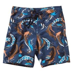 Patagonia Paradise Fish Glass Blue Minimalist Wavefarer Board Shorts Size 38